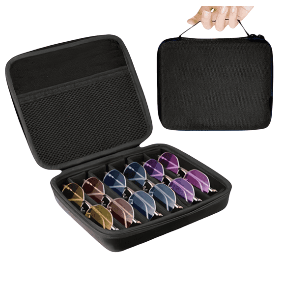 DIYING Storage for Eyeglasses 6 Compartment Adjustable Dividers Organizer Box (Black)