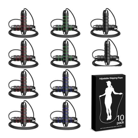 DIYMAG 10 Pcs Jump Rope, Adjustable Skipping Rope with Soft Foam Handles, Tangle-Free Jump Rope for Women, Men, Kids