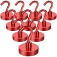 thumbnail image 1 of DIYMAG 10 Pcs Magnetic Hooks, 80Lbs Heavy Duty Rare Earth Neodymium Magnetic Hanger for Hardware Tools, Garage, Office, Kitchen (Red), 1 of 6