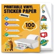thumbnail image 1 of DIYMAG 100 Pcs Printable Vinyl Sticker Paper for Inkjet Printer/Laser Printer, Glossy 8.5"x11" Printable Vinyl Sticker Paper - Waterproof, Dries Quickly with Vivid Colors (Glossy White ), 1 of 5