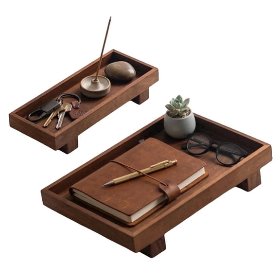 DIYMAG 2 Pack WoodenTrays, Natural Wood Trays for Displaying Jewelry, Candles, Serving Floral Tray(Small+ Medium)