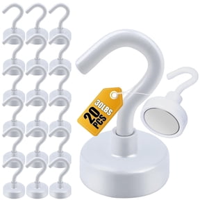 DIYMAG 20 Pack Magnetic Hooks, 30Lbs Heavy Duty Cruise Magnet Hooks for Fridge, Classroom, Cabins, Grill, Kitchen, Garage, Workplace and Office (White)