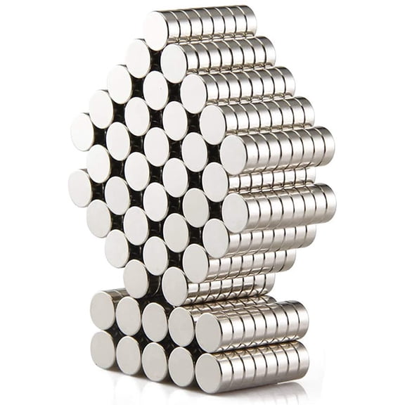 DIYMAG 300 PCS Small Refrigerator Premium Brushed Nickel Fridge, Office Magnets, 6x2 mm