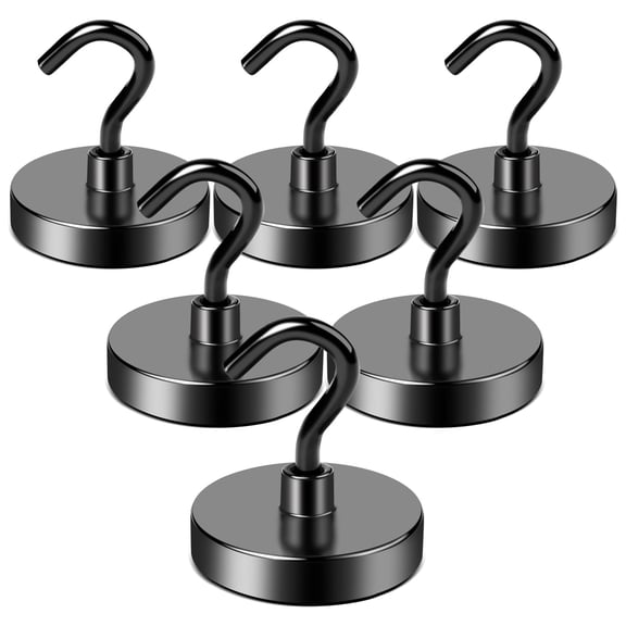 DIYMAG 6 Pack Magnetic Hooks, Heavy Duty 120LB Magnet with Hook for Refrigerator, Super Neodymium Magnetic Cruise Hooks for Hanging, Locker Organizer