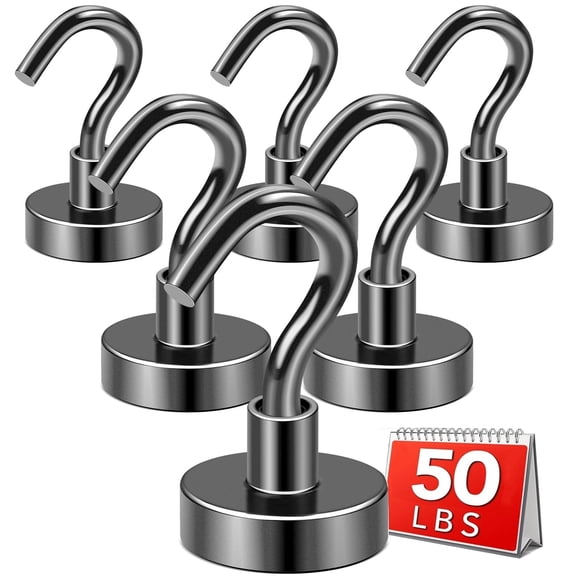 DIYMAG 6 Pcs Magnetic Hooks for Cruise Cabins, Cruise Ship Essentials, Magnetic Hooks for Hanging, Refrigerator, Celling, Grill, Fridge, Kitchen(Black)