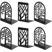 DIYMAG 6 Pcs Bookends for Shelves, L-Shape Black Metal Bookends, Trees Design Book Stopper for Book Shelf, Non-Skid Office Bookends 3Pairs 6Pcs