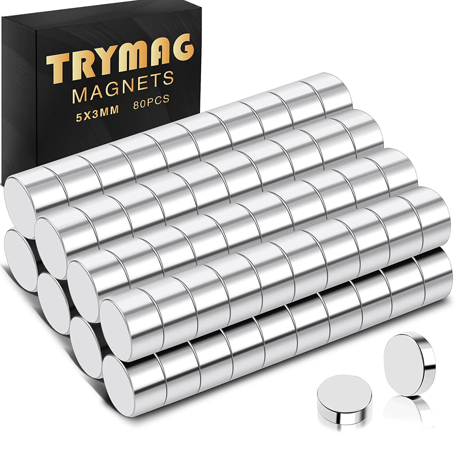 100pcs Small Magnets, 5x2 mm Mini Tiny Round Magnets, Micro Neodymium Magnets for Crafts, Miniatures, Refrigerator, Whiteboard, Nail Cutter