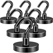 DIYMAG Black Magnetic Hooks, 150 LB Heavy Duty Strong Magnet with Hooks, Strong Rare Earth Neodymium Magnet Hooks for Hanging, Magnetic Hanger for Curtain, Home, Kitchen, Workplace, 6 Packs