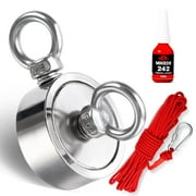 DIYMAG Double Side Neodymium Fishing Magnets, 450lbs Pulling Force Rare Earth Magnet with Durable Rope and Protective Gloves,for Retrieving in River and Magnetic Fish