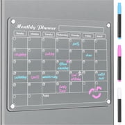 DIYMAG Magnetic Calendar for Refrigerator, 15.2"x11.2" Acrylic Dry Erase Magnetic Calendar for Refrigerator, Refrigerator Magnet Calendar