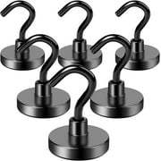 DIYMAG Magnetic Hooks, 40LBS Black Magnet Hooks Strong Neodymium Magnets with Hooks, Small Metal Magnetic Hooks for Refrigerator?Locker, Cruise, Kitchen, Cruise Ships, Office, Classroom-6 Pack