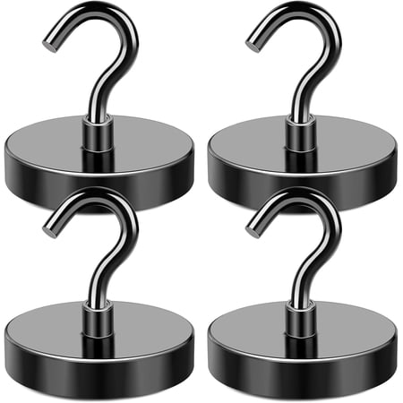 DIYMAG Magnetic Hooks Heavy Duty, 4 Pack 150LBS Neodymium Magnet Hooks for Hanging, Fridge, Grill, Kitchen, Locker, Metal Door