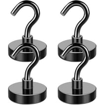 DIYMAG Magnetic Hooks Heavy Duty, 40lbs Strong Magnetic Hooks Heavy Duty with Epoxy Coating for Refrigerator, Black Magnetic Cruise Hooks for Hanging, Classroom, Office, and Kitchen - Pack of 4