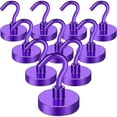 thumbnail image 1 of DIYMAG Magnetic Hooks Heavy Duty, 80Lbs Strong Magnets with Hooks for Cruise, Super Neodymium Earth Magnets Hooks for Refrigerator Hanging, Magnetic Hanger for Cabins, Grill (Purple, 10 Pack), 1 of 5
