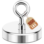 DIYMAG Neodymium Fishing Magnets, 1000lbs 453KG Pulling Force Rare Earth Magnet with Countersunk Hole Eyebolt Diameter 3.54Inch 90mm for Retrieving in River an Magnetic Fishing