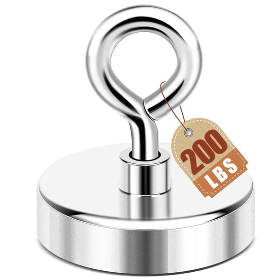 DIYMAG Neodymium Fishing Magnets, 200 lbs(90 KG) Pulling Force Rare Earth Magnet with Countersunk Hole Eyebolt Diameter 1.75 inch(44mm) for Retrieving in River and Magnetic Fishing