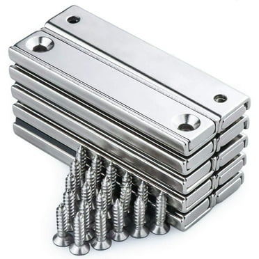 DIYMAG Neodymium Rectangular Pot Magnets-80lbs Pulling Force-60x13.5x5mm 10 Packs with Countersunk Hole and Matching Screws, Strong Industrial Strength Rare Earth Magnets for Mounting, Home etc