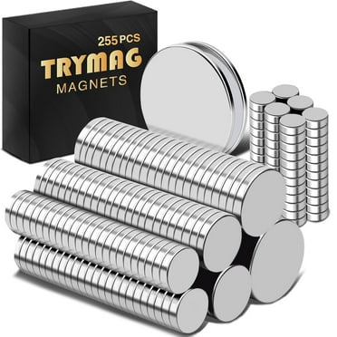 DIYMAG Small Strong Magnets, 6 Different Size, 255Pcs Rare Earth Magnets for Crafts, Heavy Duty Neodymium Magnets Round Refrigerator Magnets for Whiteboard, Billboard in Home, Kitchen, Office, School
