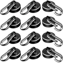 DIYMAG Strong Magnetic Hooks, 70LBS Magnetic Hooks Heavy Duty Strong Neodymium Magnets with Carabiner Hook, Magnet Hooks with Swivel for Kitchen, Hanging, Cruise, Grill, Refrigerator - 12 Pack Black