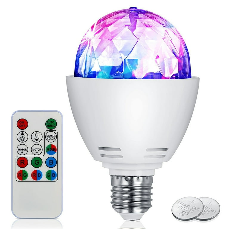 DIYOO Disco Light Bulb LED Party Bulb 3W E27 Rotating Stage Strobe DJ Dance with Remote Control for Bar Karaoke Club plastic PC Walmart