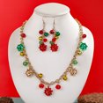 thumbnail image 1 of DIYOO Festive Christmas Jewelry Set for Ladies - Bell Necklace Earrings, Red and Green Beaded Holiday Accessories, 1 of 7