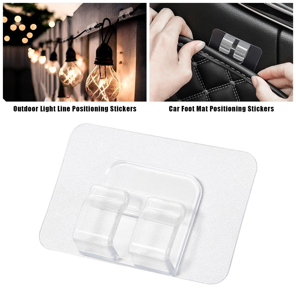 DIYOO Hooks for Outdoor String Lights Clips, Car Mat Positioning Stickers 60Pcs Light Duty