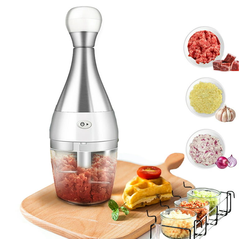 LHS Manual Food Chopper for Vegetable Fruits Nuts, Handheld Onion Chopper, Garlic Squeezer, 500ml, Size: 500 mL, Gray