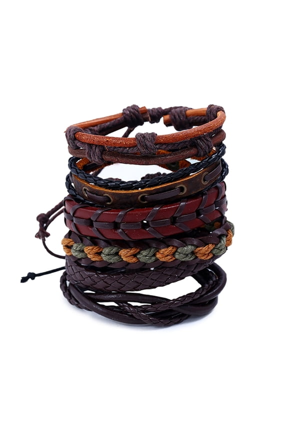 DIYOO WREA Braided Woven Leather Bracelets, 6 Pieces