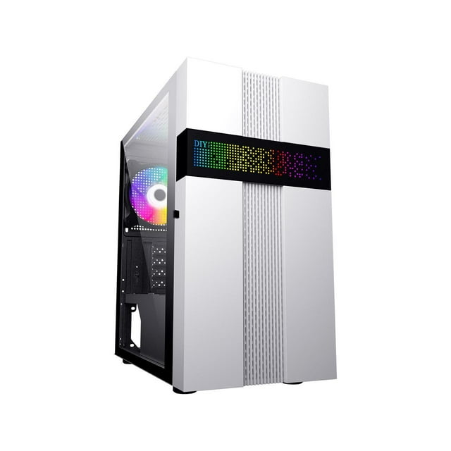 DIYPC ARGBQ8W White USB 3.0 Steel / Tempered Glass MicroATX Mid