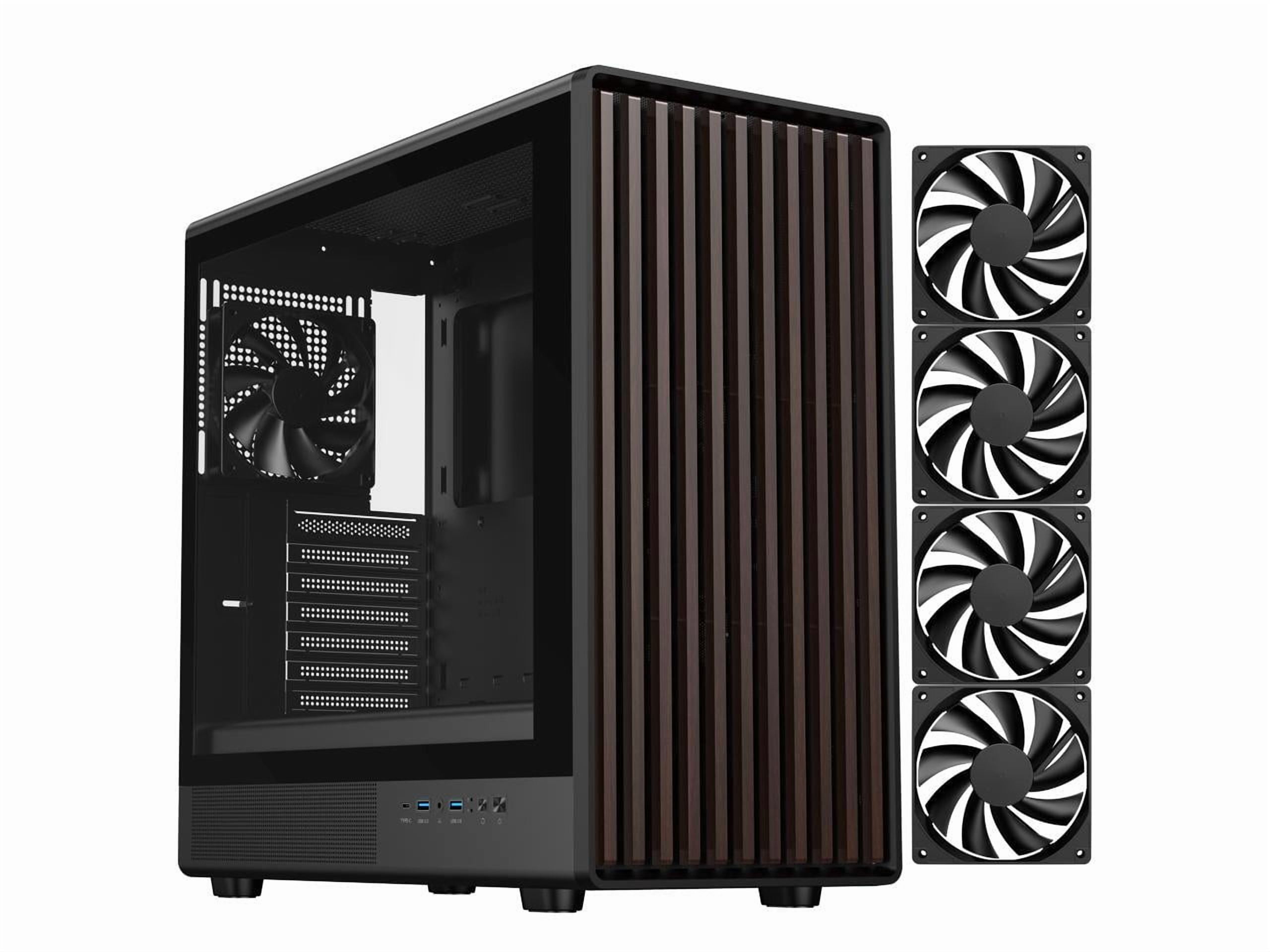 DIYPC DIY-ATX08-Wood Black USB3.0 /Type C ATX Mid Tower