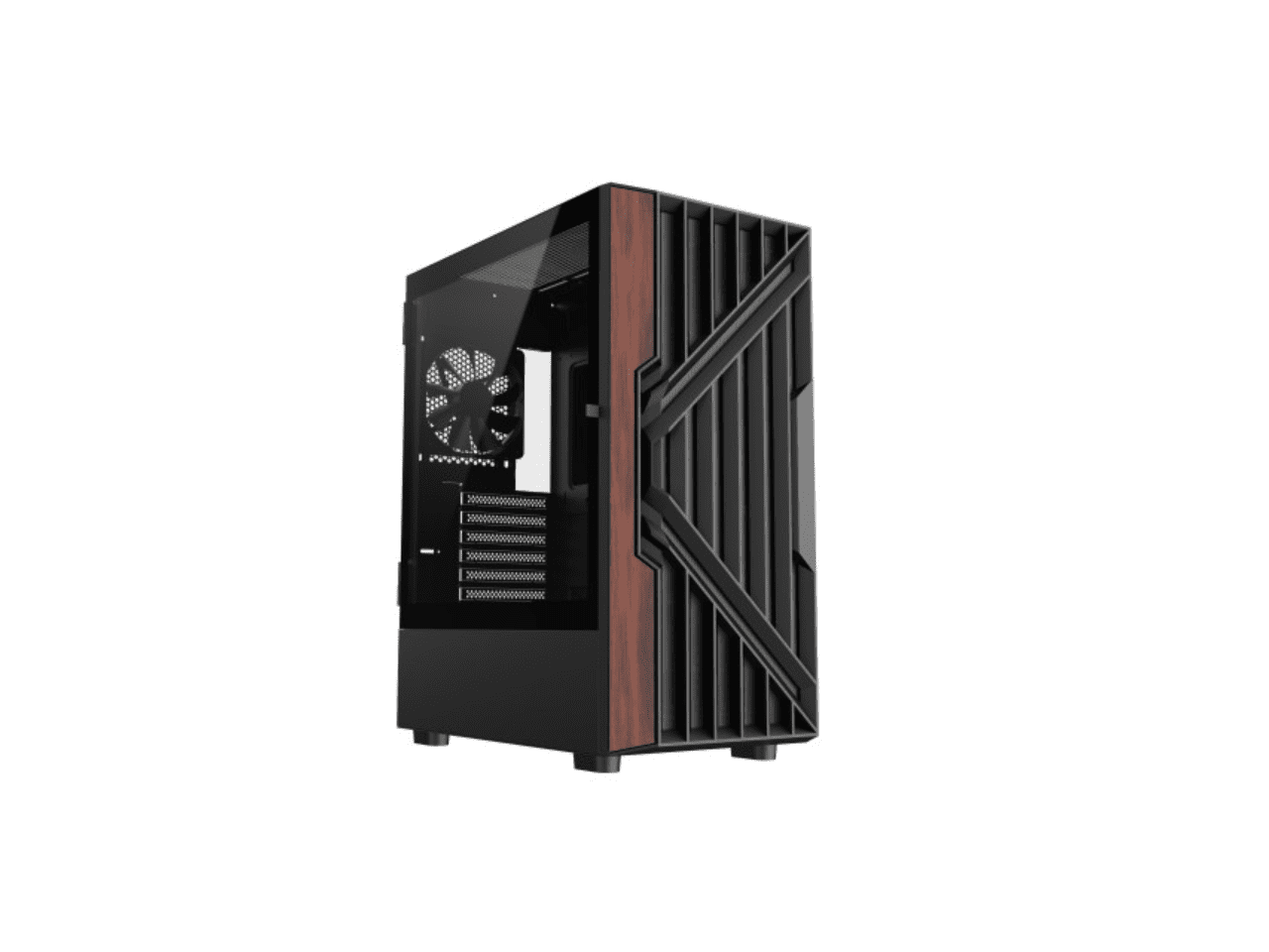 Case Gaming ITEK WOODY ATX - Frontale Legno, 3 Ventole 14cm, USB3, Type-C, Vetro Temperato - Foto 6