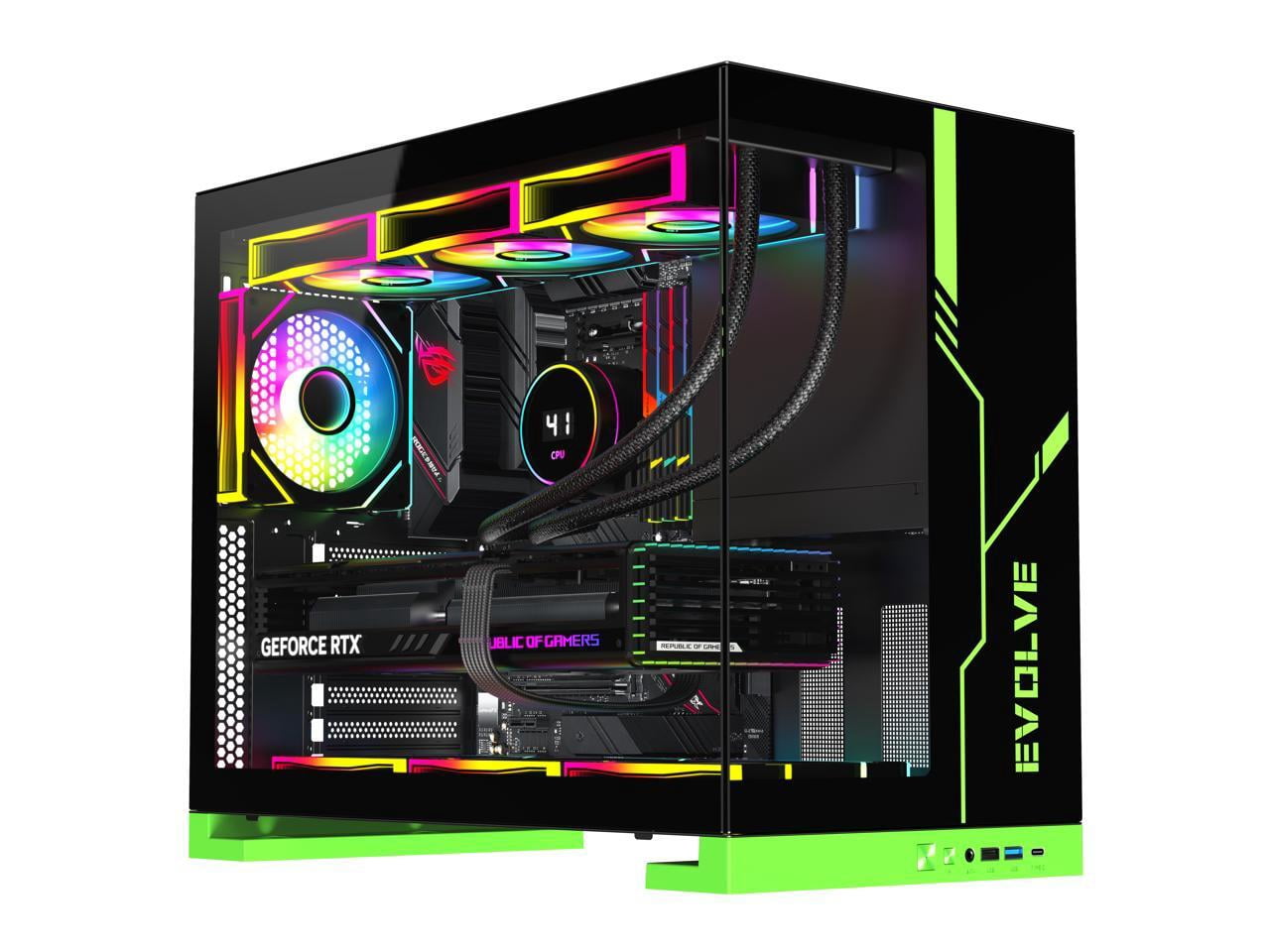 DIYPC IDX8-BK-ARGB Black USB3.0/ Type C Tempered Glass ATX Gaming Computer Case w/ Dual Tempered Glass Panel and 4 x ARGB PWM Fans (Pre-Installed)