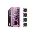 thumbnail image 1 of DIYPC Rainbow-Flash-F4-P Pink USB 3.0 Steel / Tempered Glass ATX Mid Tower Computer Case, 4 x 120mm Autoflow Rainbow LED Fans (Pre-Installed), 1 of 8