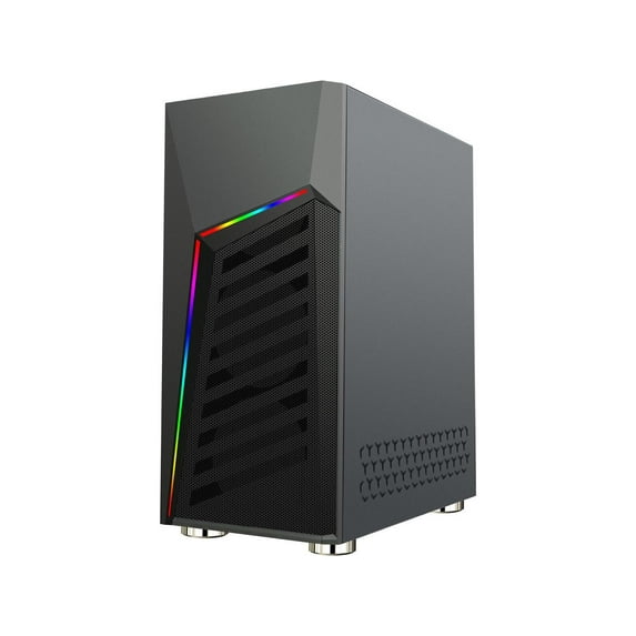 DIYPC Rainbow-Flash-G1 Black USB3.0 Steel ATX Mid Tower Gaming Computer Case w/ Tempered Glass Panel and Addressable RGB LED Strip