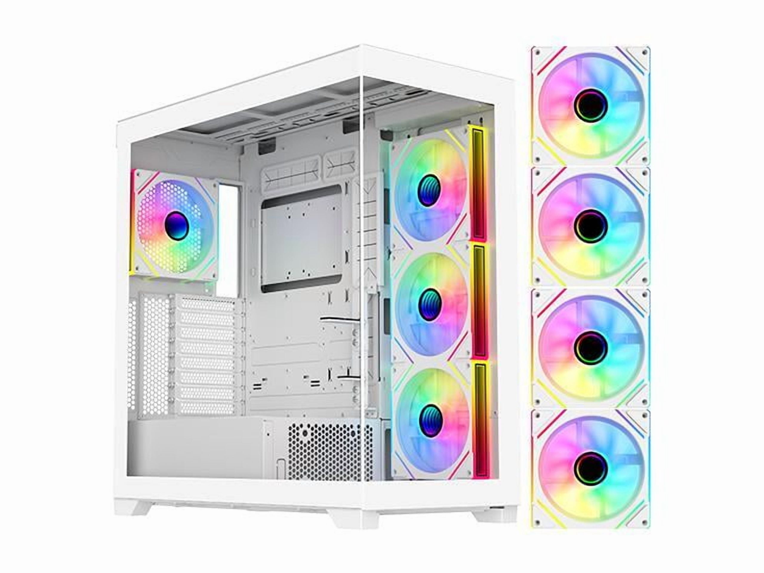 DIYPC Vanguard-F2-W -White Dual USB3.0 and Type C Tempered Glass