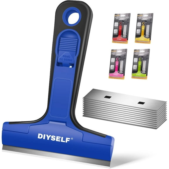 1 Pack Razor Blade Scraper with 10 Extra Razor Blades, Scraper Tool, Glass Scraper for Cleaning, Glass Stove Top Scraper, Window Scraper, Paint, Cooktop, Oven Scraper, Razor Scraper Tool