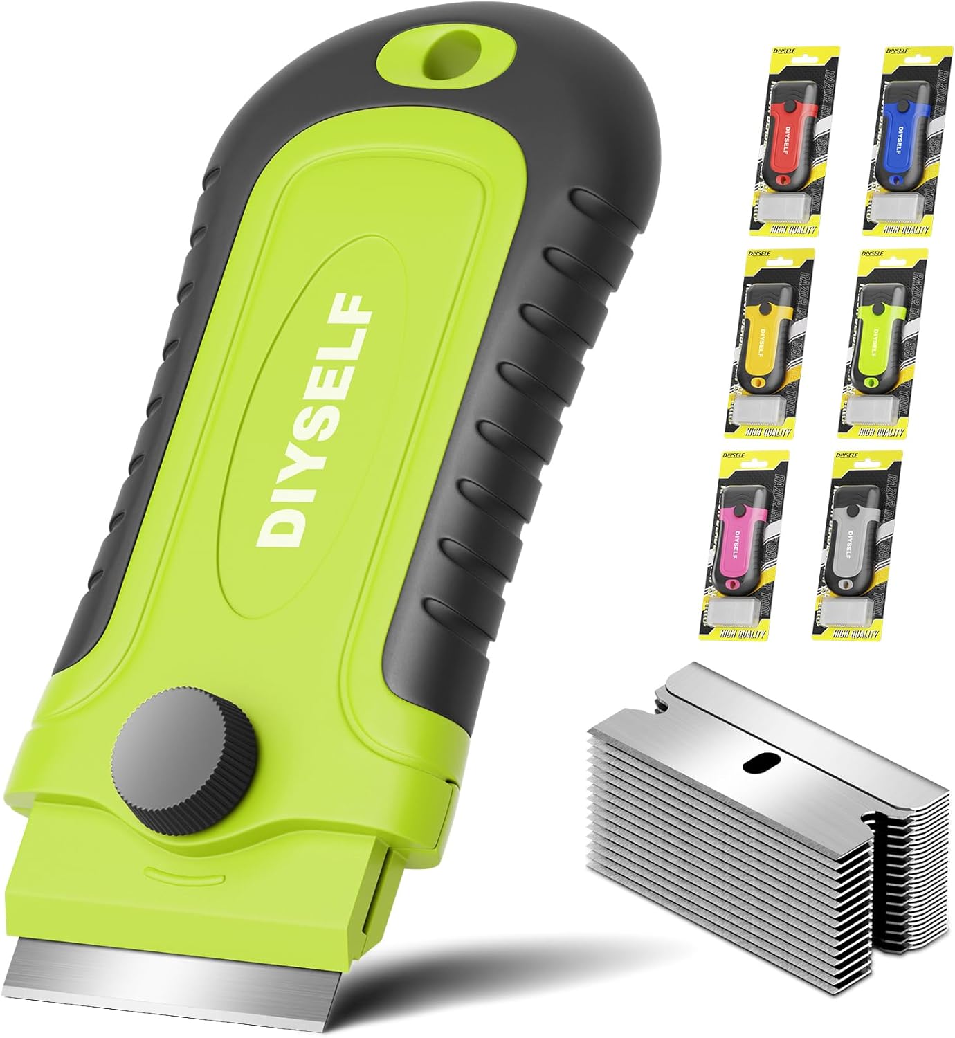 DIYSELF 1 Pack Razor Blade Scraper with 15 Extra Blades, Scraper Tool