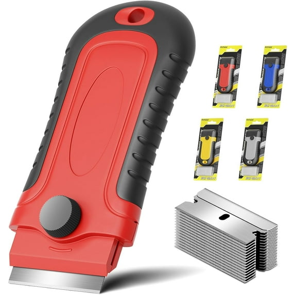 DIYSELF 1 Pack Razor Blade Scraper with 15 Extra Blades