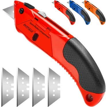 DIYSELF 1 Pack Utility Knife, Box Cutter Heavy Duty with 4 Pcs Sharp Blades