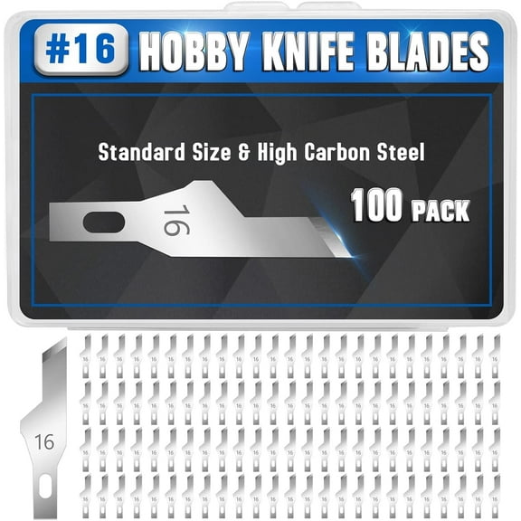 DIYSELF 100 Pack Exacto Knife Blades #16 Hobby Knife Replacement Blades Refills