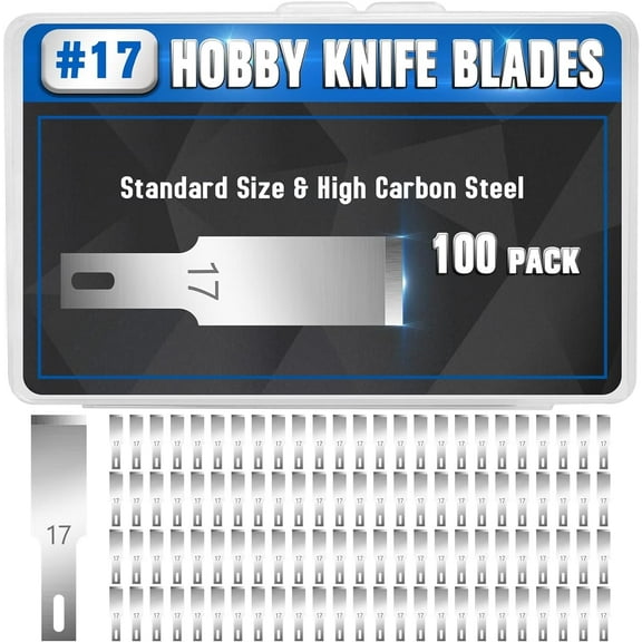 DIYSELF 100 Pack Exacto Knife Blades #17 Hobby Knife Replacement Blades Refills