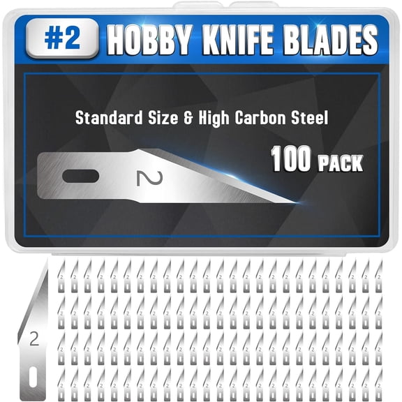 TooLs 100 Pack Exacto Knife Blades #2 Hobby Knife Replacement Blades Refills