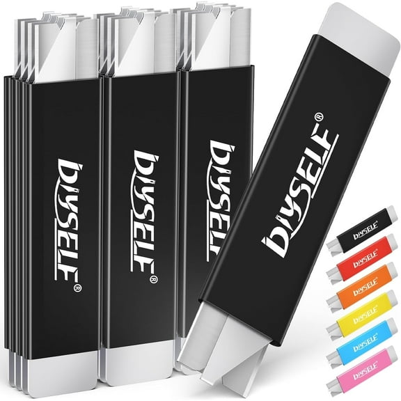 DIYSELF 12 Pack Utility Knife All Metal Construction, Box Cutter Retractable(Black)