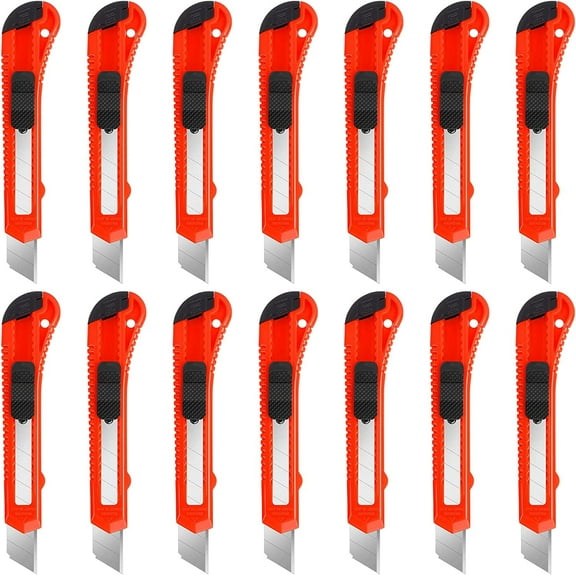 DIYSELF 14 Pack Utility Knife Retractable, Box Cutter Knife with 18mm Wide Utility Blades