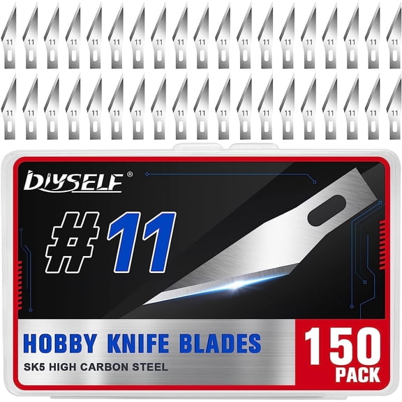 DIYSELF 150 PCS Exacto Knife Blades 11, Hobby Knife Blades, High Carbon Steel Blades