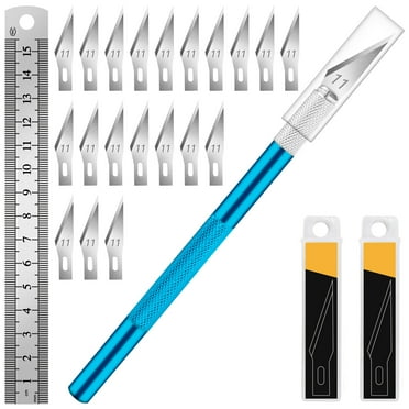 DIYSELF 1PCS Hobby Knife Exacto Knife and 20PCS Craft Knife Blades(Blue)