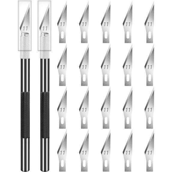 DIYSELF 2 Pack Exacto Knife for Crafting, with Extra 20 Blades #11(Black)