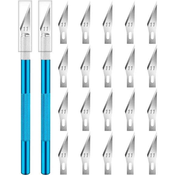 DIYSELF 2 Pack Exacto Knife for Crafting, with Extra 20 Blades #11(Blue)