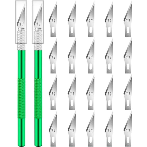 DIYSELF 2 Pack Exacto Knife for Crafting, with Extra 20 Blades #11(Green)