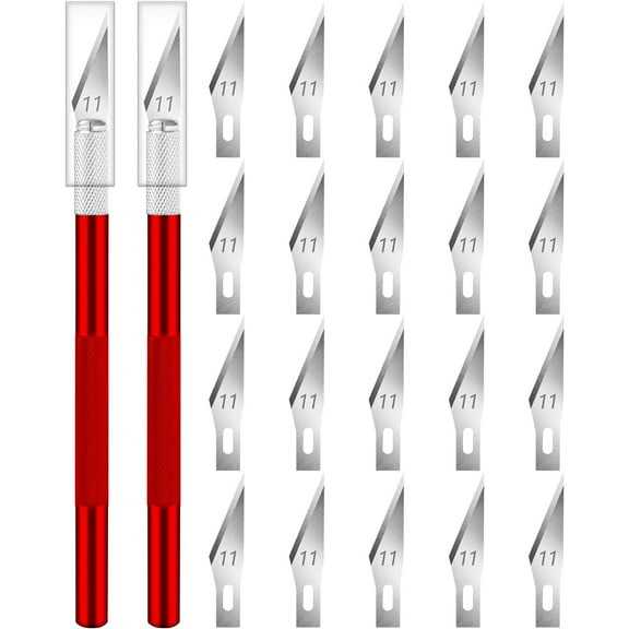 DIYSELF 2 Pack Exacto Knife for Crafting, with Extra 20 Blades #11(Red)